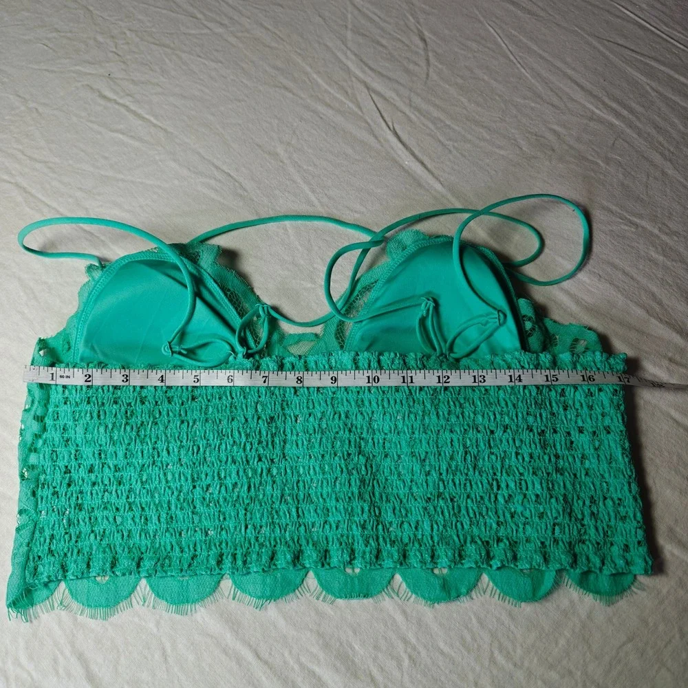 Zenana‎ Floral Lace Bralette Mint Longline Removable Pads boho 3X plus size